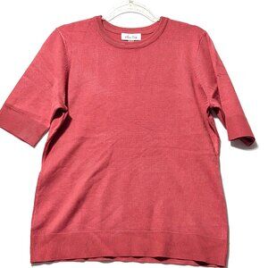 Melissa Paige Baroque Rose Pink Knit Top XL NWT Preppy Minimalist Summer Sweater